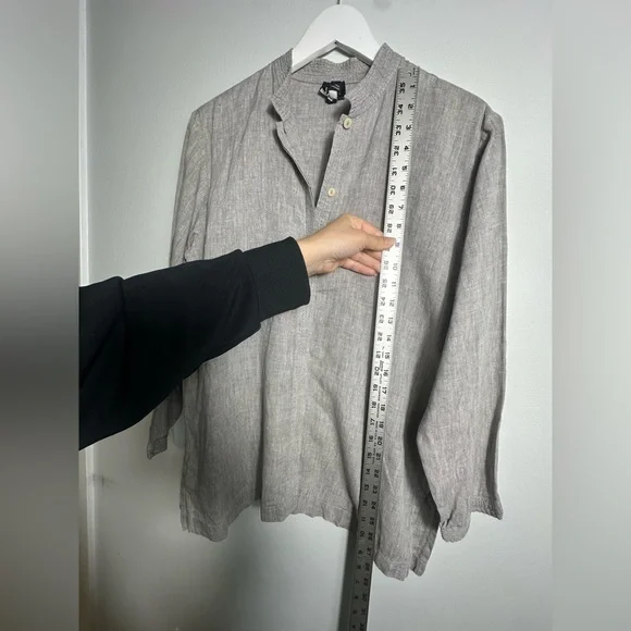 Eileen Fisher  Linen Gray Shirt Medium - Picture 10 of 11